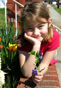 cute girl with flowers