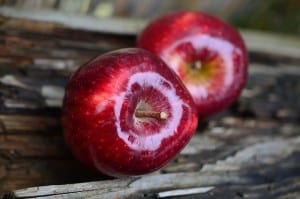 two-apples-wooden-table-image