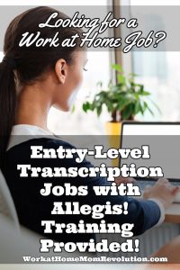 entry-level work at home transcription jobs with Allegis
