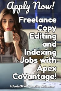 freelance copy editing and indexing jobs with Apex CoVantage