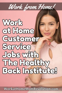 work at home customer service jobs The Healthy Back Insitute