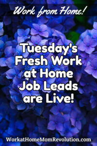 Tuesday's Fresh Work at Home Job Leads Sept 6 2022 Pin