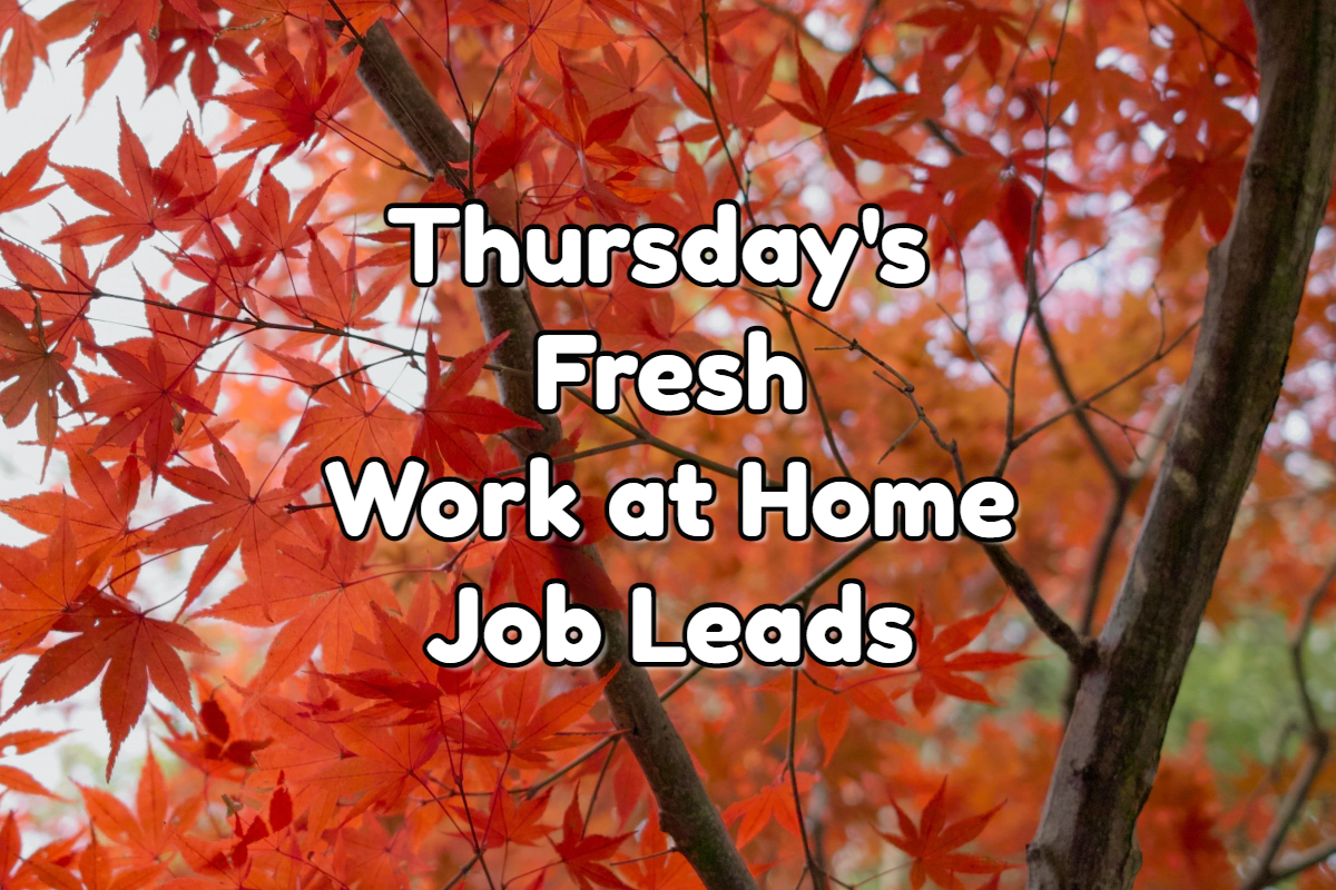 Thursday's Fresh Work at Home Job Leads - October 13th 2022