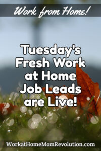 Tuesday's Fresh Work at Home Job Leads October 11 2022 pin