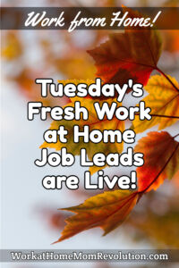 Tuesday's Fresh Work at Home Job Leads - November 1st 2022 pin