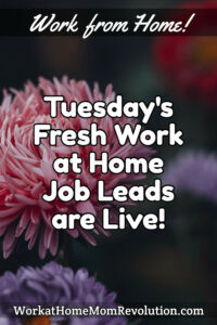 Tuesday's Fresh Work at Home Job Leads - January 3 2022 pin